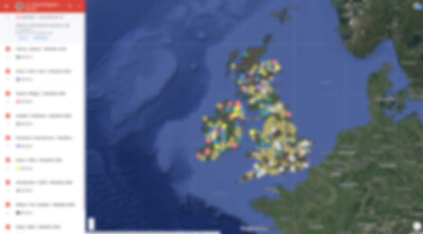 Verenigd Koninkrijk - 1500+ spots -Urbex Kaart