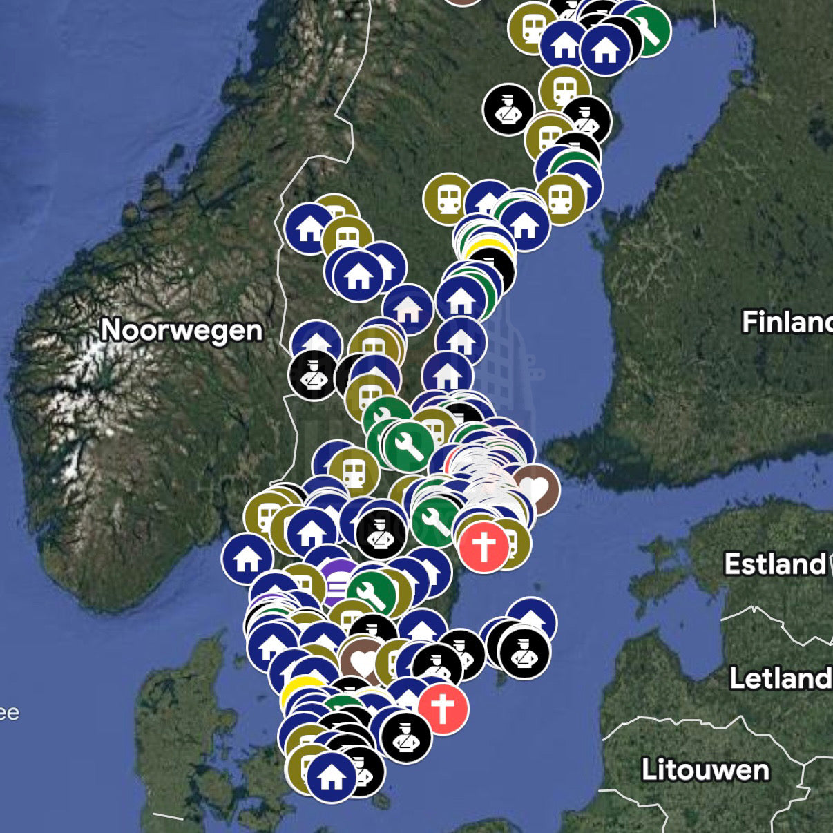 Zweden  - 350+ spots - Urbex Kaart