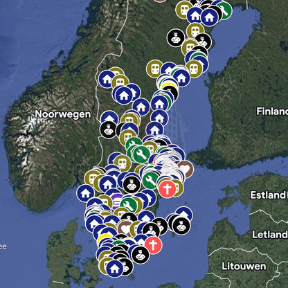 Zweden  - 350+ spots - Urbex Kaart