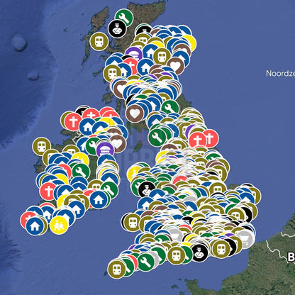 Verenigd Koninkrijk - 1500+ spots -Urbex Kaart