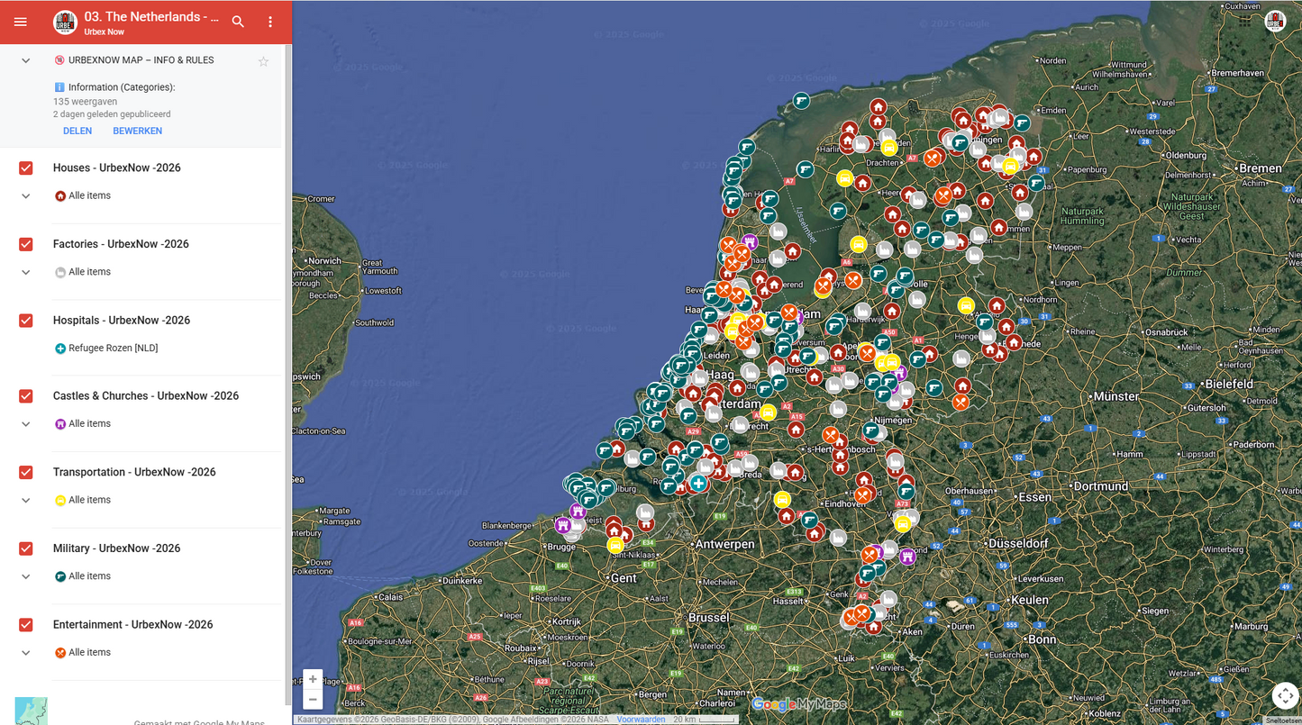 Nederland - Urbex Kaart