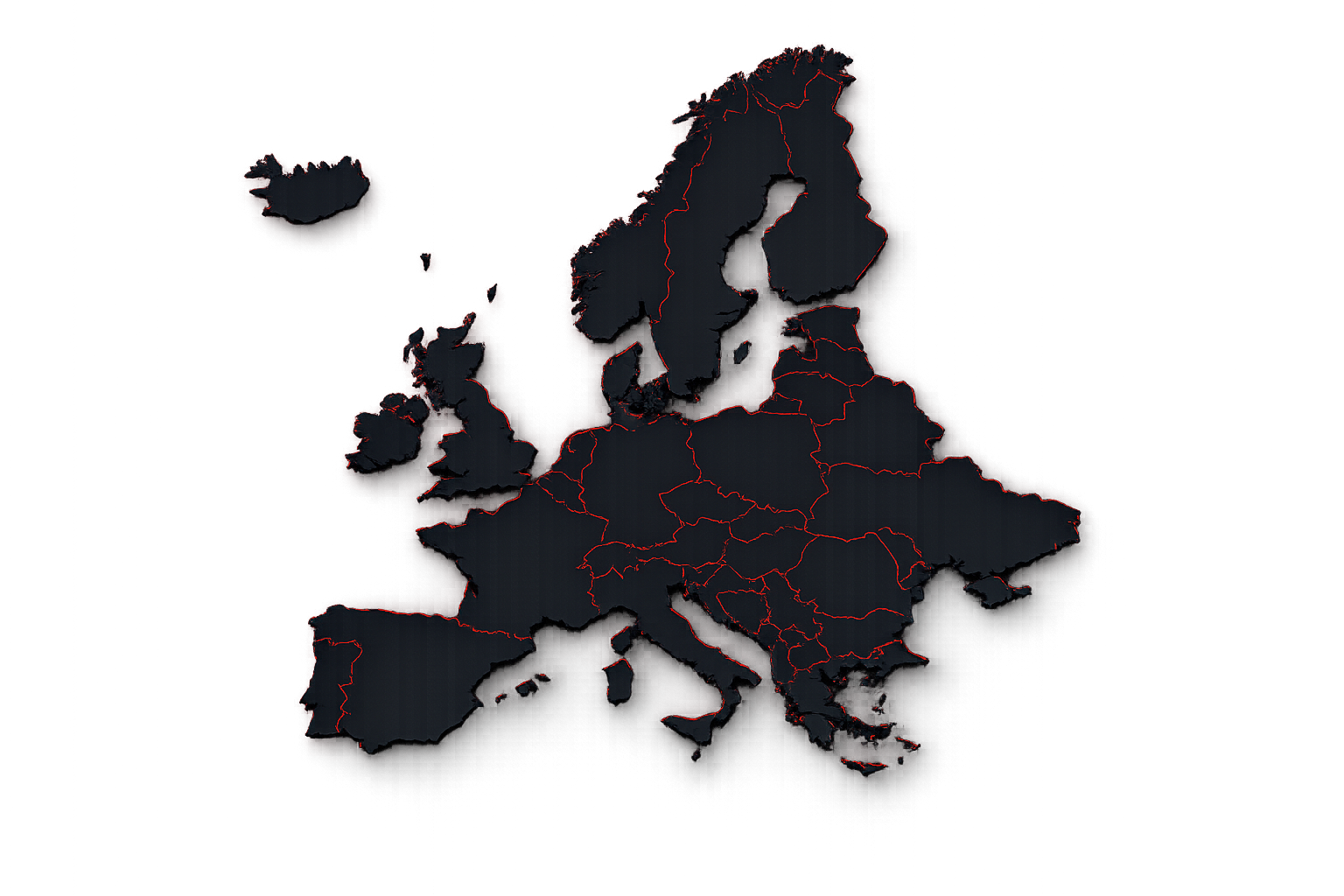 Kaart van Europa met aanklikbare landen voor losse urbex locaties