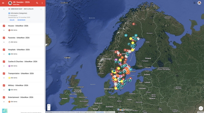 Zweden - Urbex Kaart