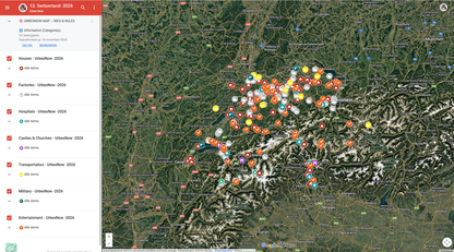 Zwitserland- Urbex Kaart